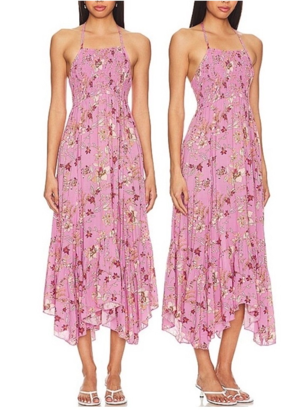 FREE PEOPLE Heat Wave Printed Pink Maxi Floral Dress Size XS, Like New